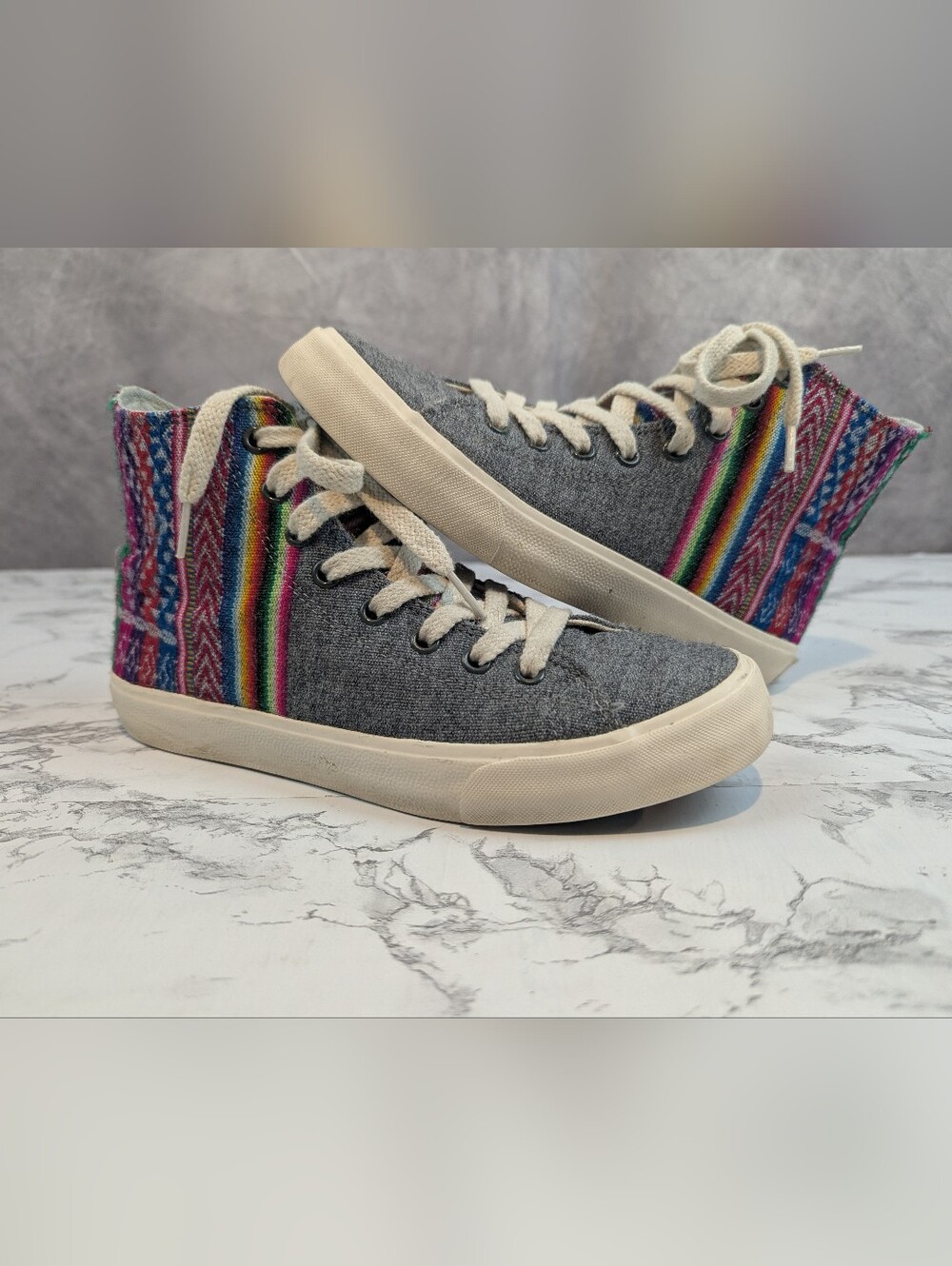 Inkkas Southwestern Woven Textile High Top Sneakers - Women's 7 / Men's 5
